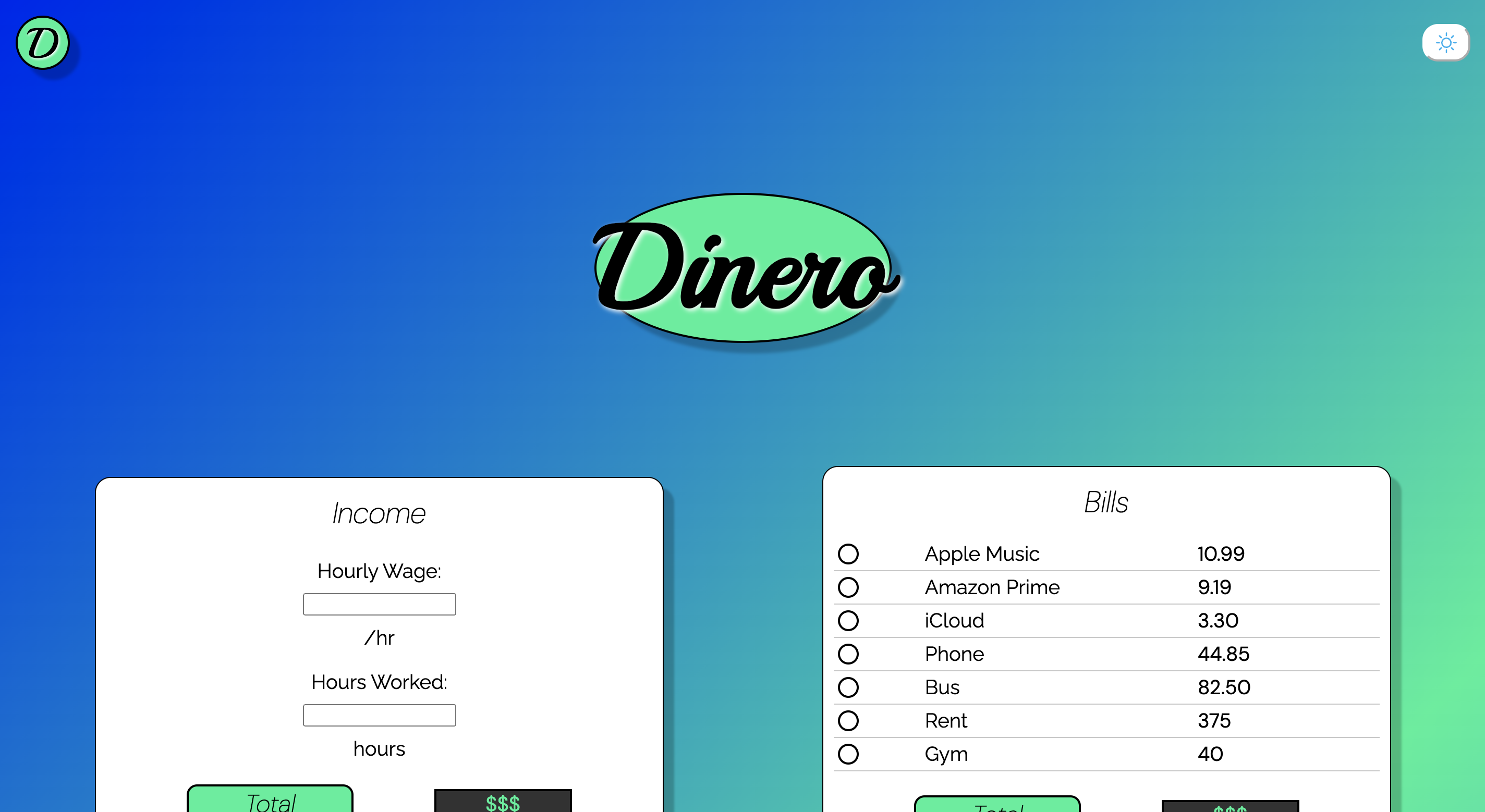 Dinero Web App